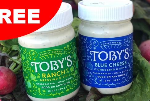 2 FREE Toby’s Dressing or Unfold Merchandise